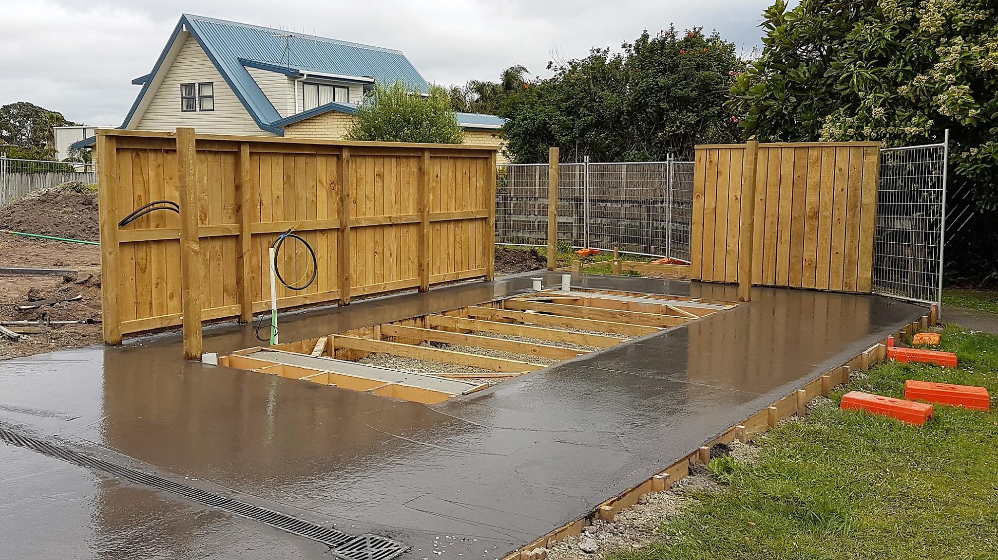 The foundations and surrounding concrete taking shape